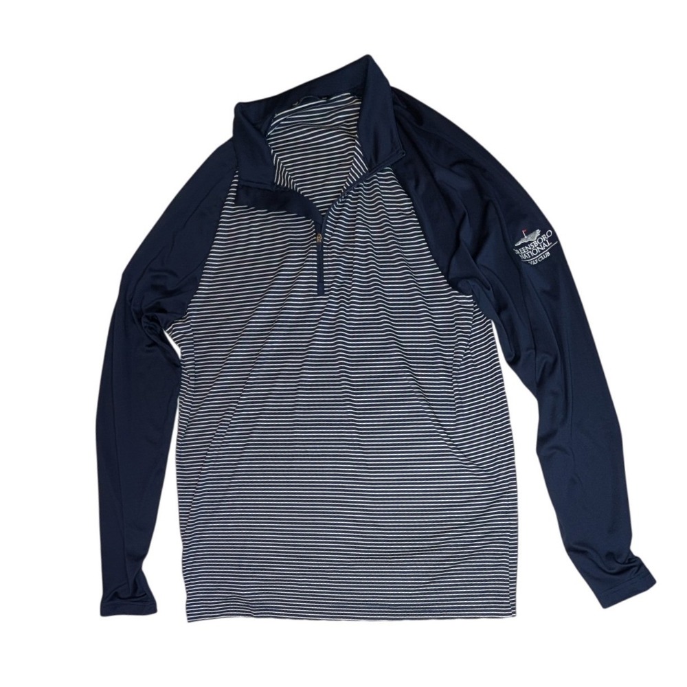 Levelwear Pullover Mens M Navy Greensboro National Golf Club 1/4‎ Zip Striped
